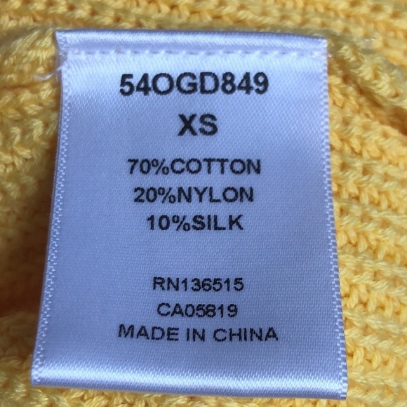 One Grey Day Sweater Rib Knit V-neck Canary Marigold Yellow Size XS - Picture 6 of 6